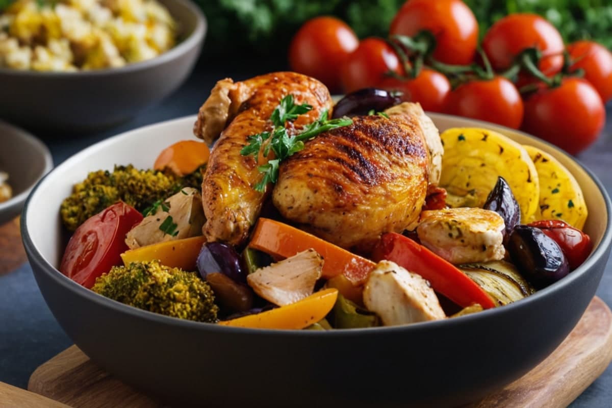 Air Fryer Roasted Mediterranean Veggie Bowls