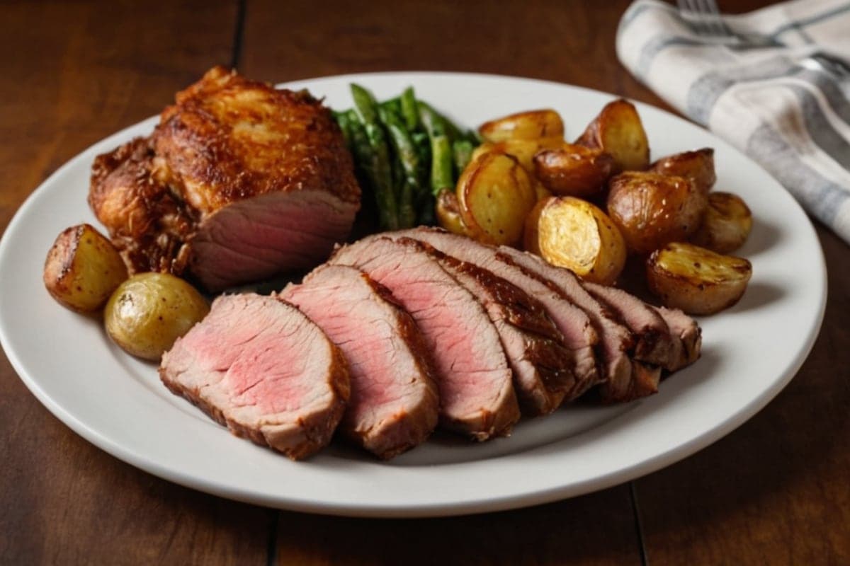 Air Fryer Roast Beef and Crispy Potatoes