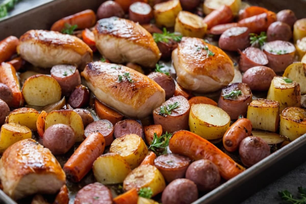 Sheet Pan Roasted Root Veggies & Sausage