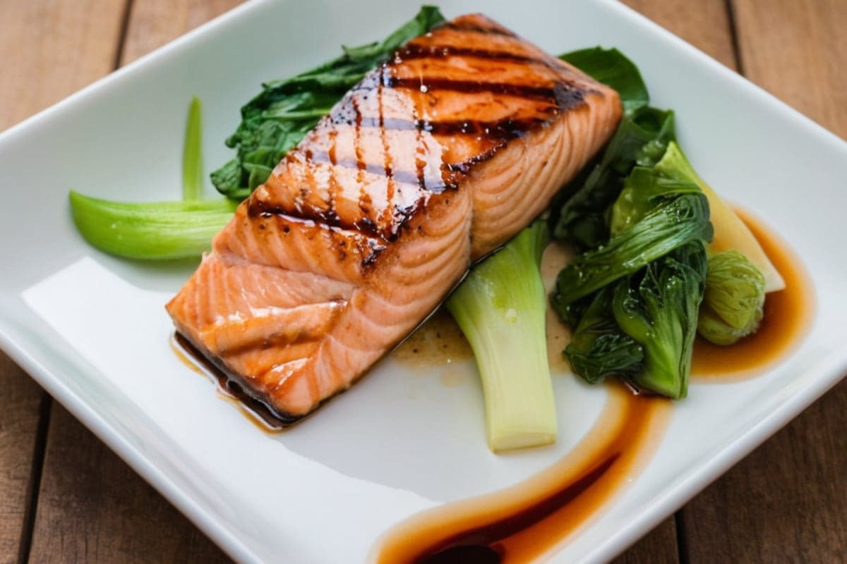 Grilled Salmon with Miso-Glazed Bok Choy