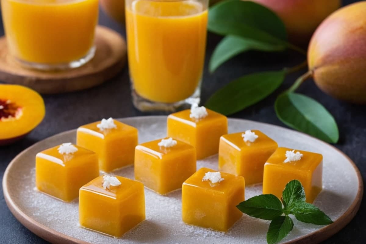 Mango Coconut Jelly Cubes (Vegan & Sugar-Free)