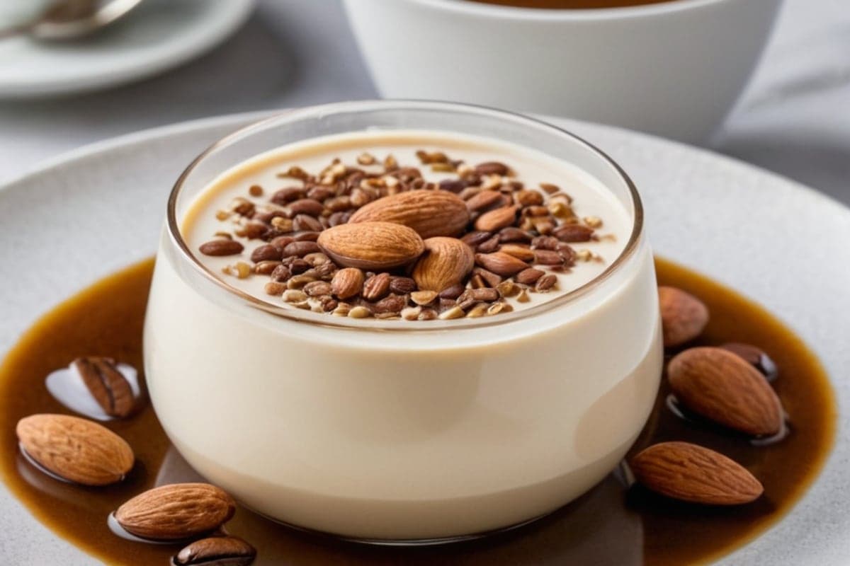 Coffee Jelly with Almond Milk Cream