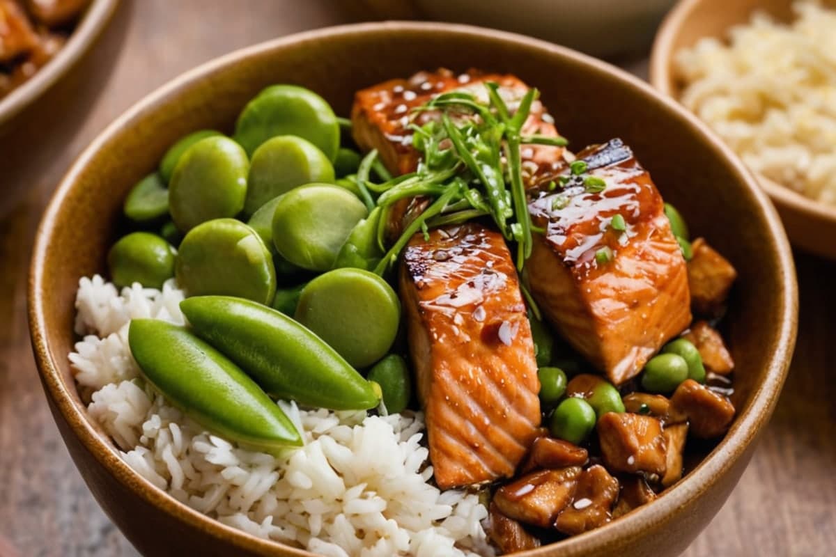 Teriyaki Salmon Bowls with Edamame