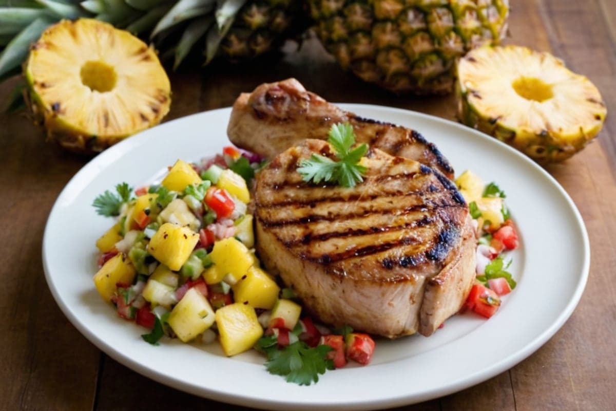 Lean Grilled Pork Chops with Pineapple Salsa