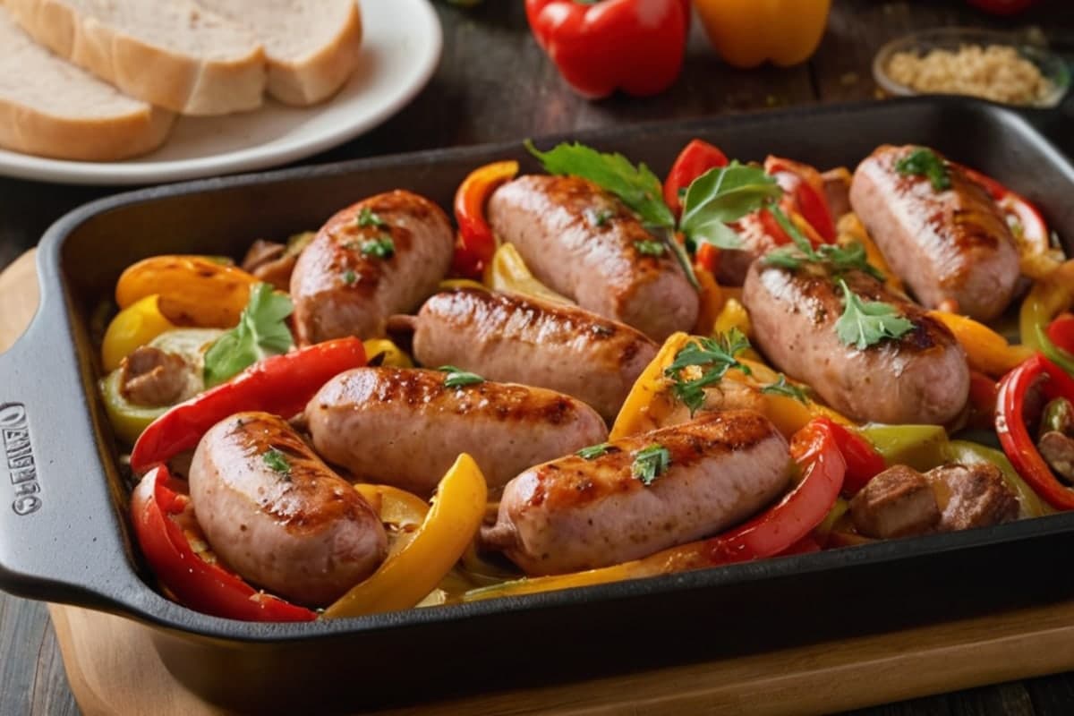 High Protein Sheet Pan Sausage & Peppers