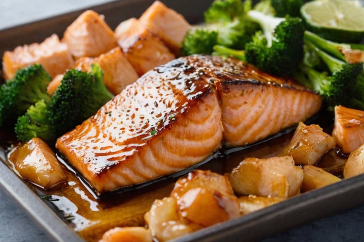 Lazy Girl Sheet Pan Teriyaki Salmon