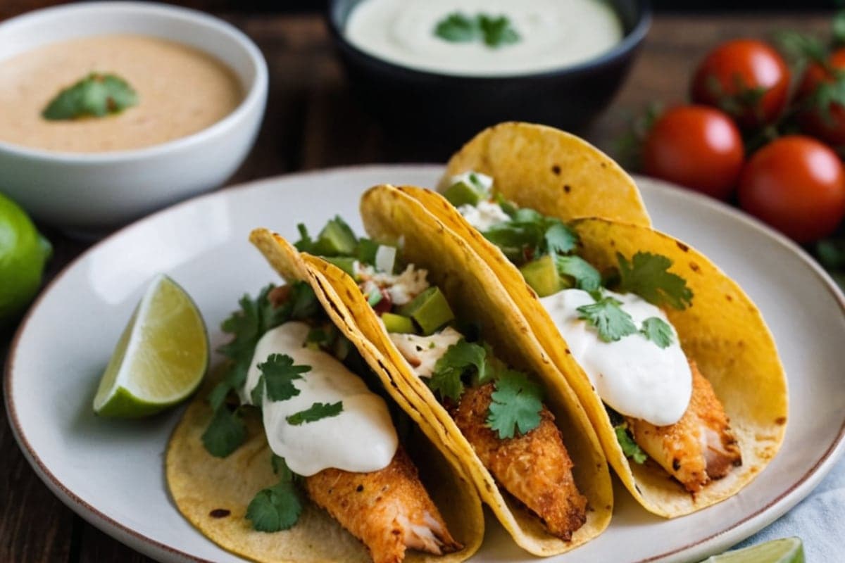 Crispy Air Fryer Fish Tacos with Lime Crema (Trending!)