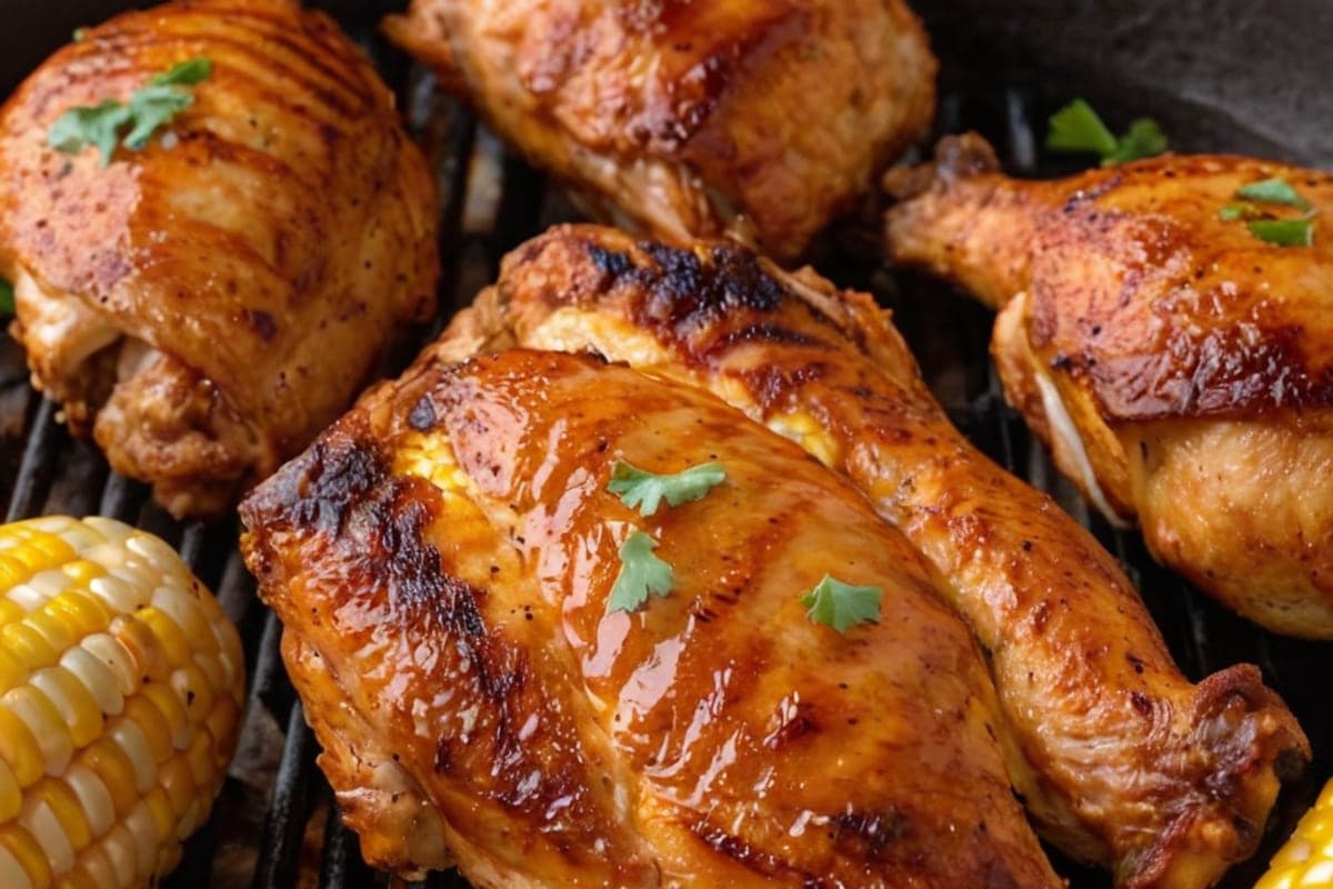 Air Fryer Corn on the Cob & BBQ Chicken Thighs