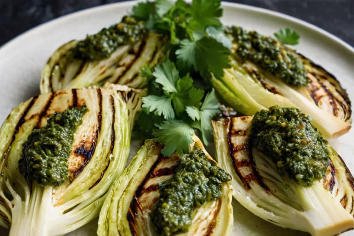Grilled Cabbage Wedges with Chimichurri