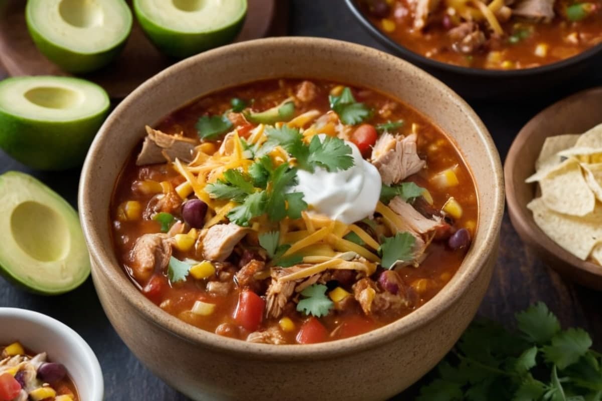 One-Pot Turkey Taco Soup with All the Toppings