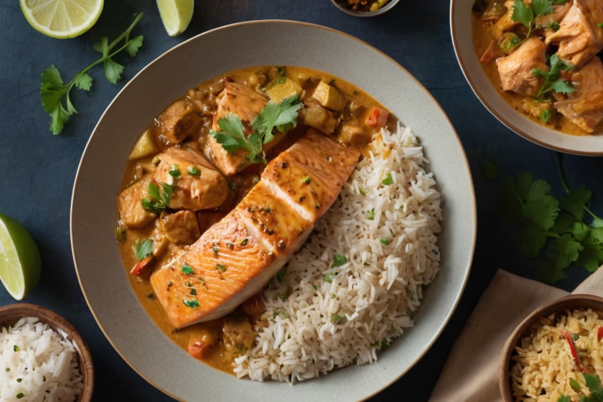 One-Pot Coconut Curry Salmon & Rice