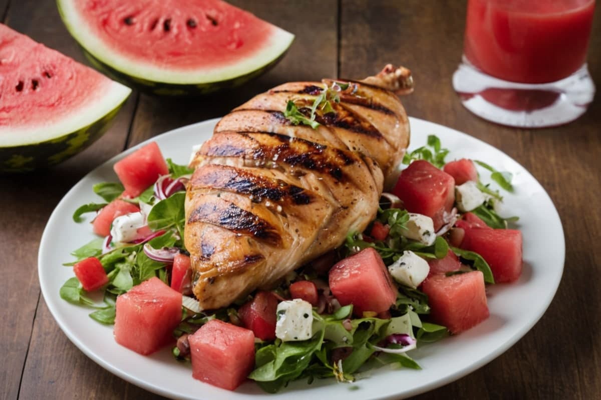 High Protein Grilled Chicken & Watermelon Salad