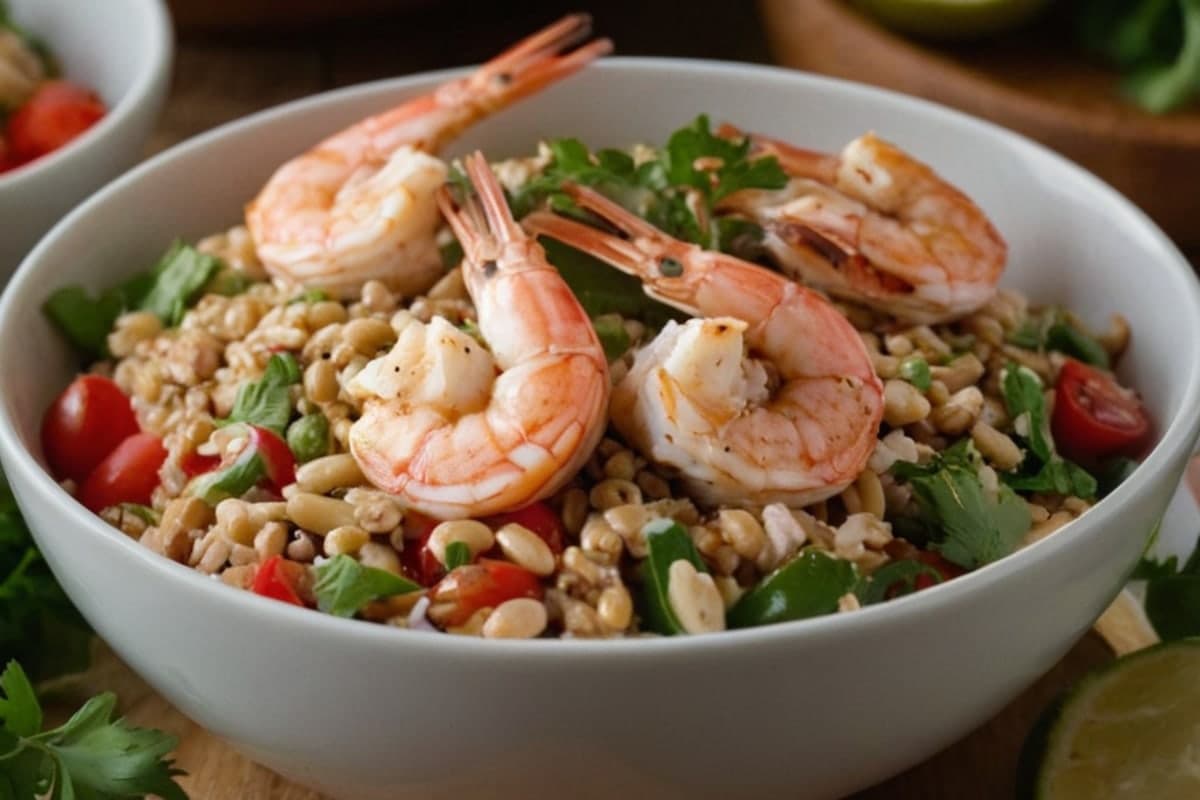 30-Minute Greek Shrimp & Farro Grain Bowls