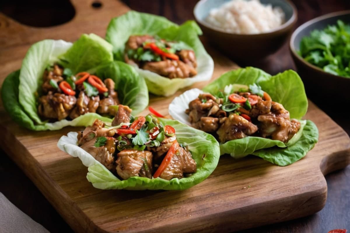 Vietnamese Lemongrass Chicken Thigh Lettuce Cups