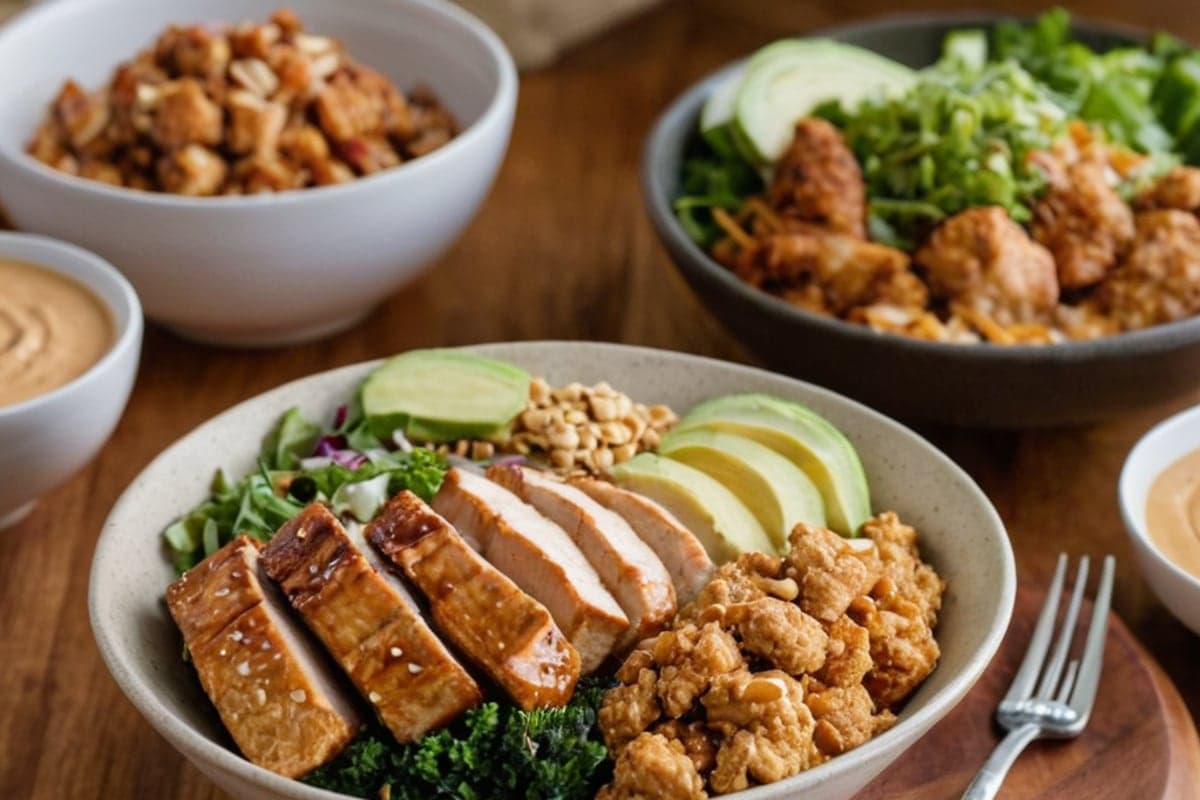 Crispy Baked Tofu Buddha Bowls with Peanut-Ginger Sauce