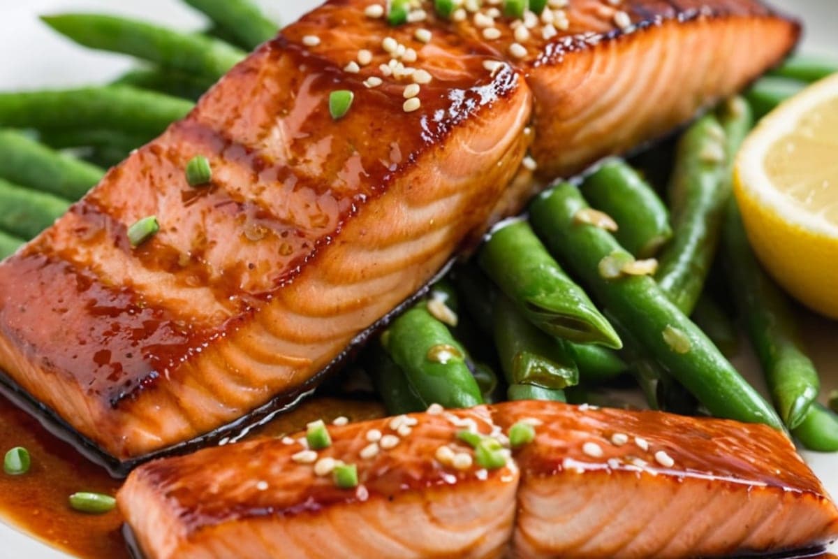 30-Minute Gochujang Glazed Salmon with Sesame Green Beans