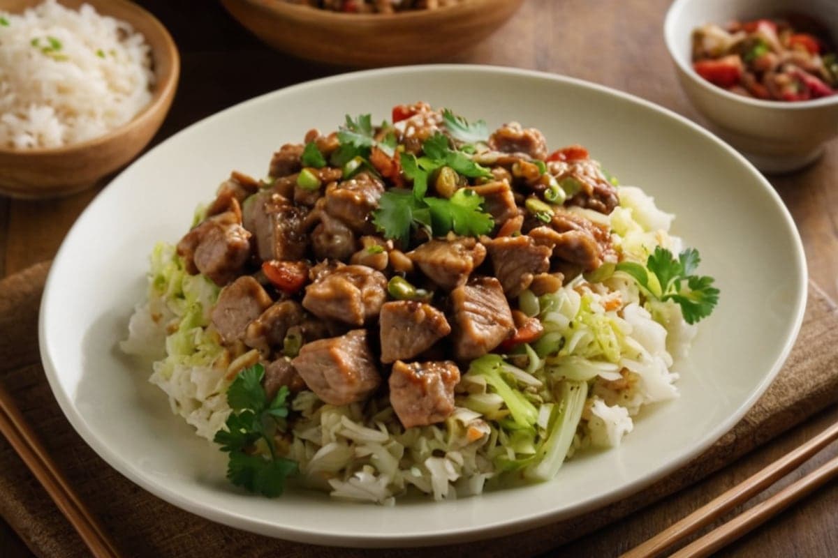Ground Pork & Cabbage Stir-Fry for a Plate