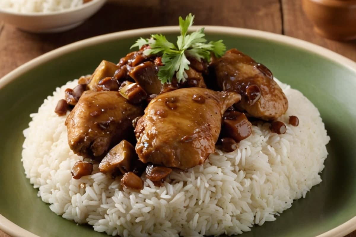 Filipino Chicken Adobo Over Rice (Under per Serving)