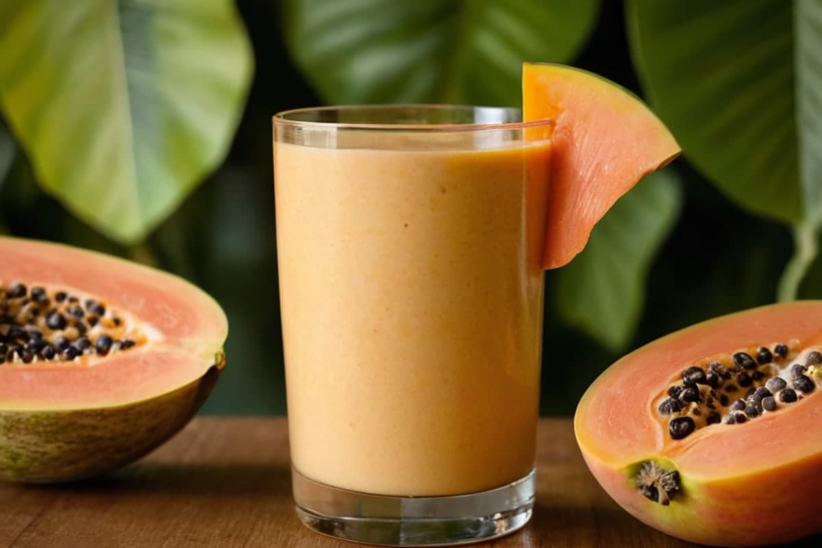 Tropical Papaya Enzyme Smoothie to Calm a Bloated Belly