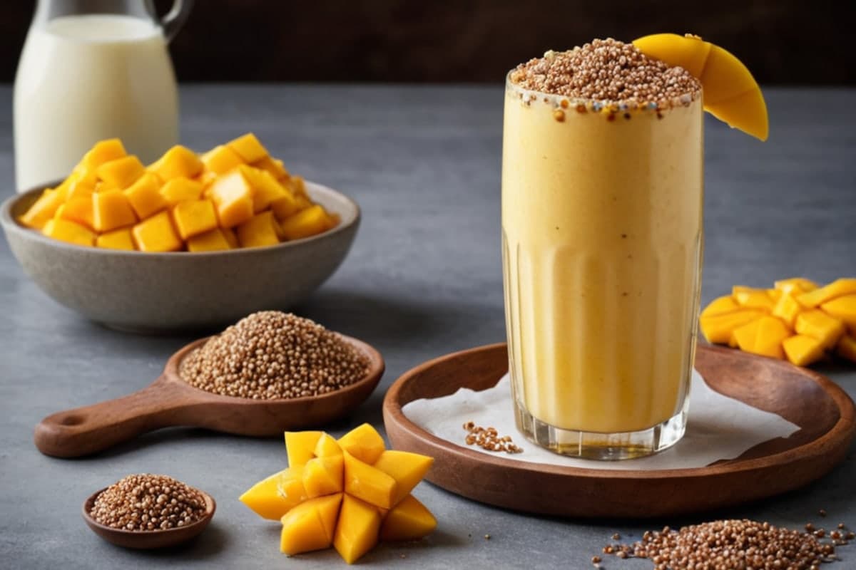 Sunrise Mango Kefir Shake with Chia Pearls
