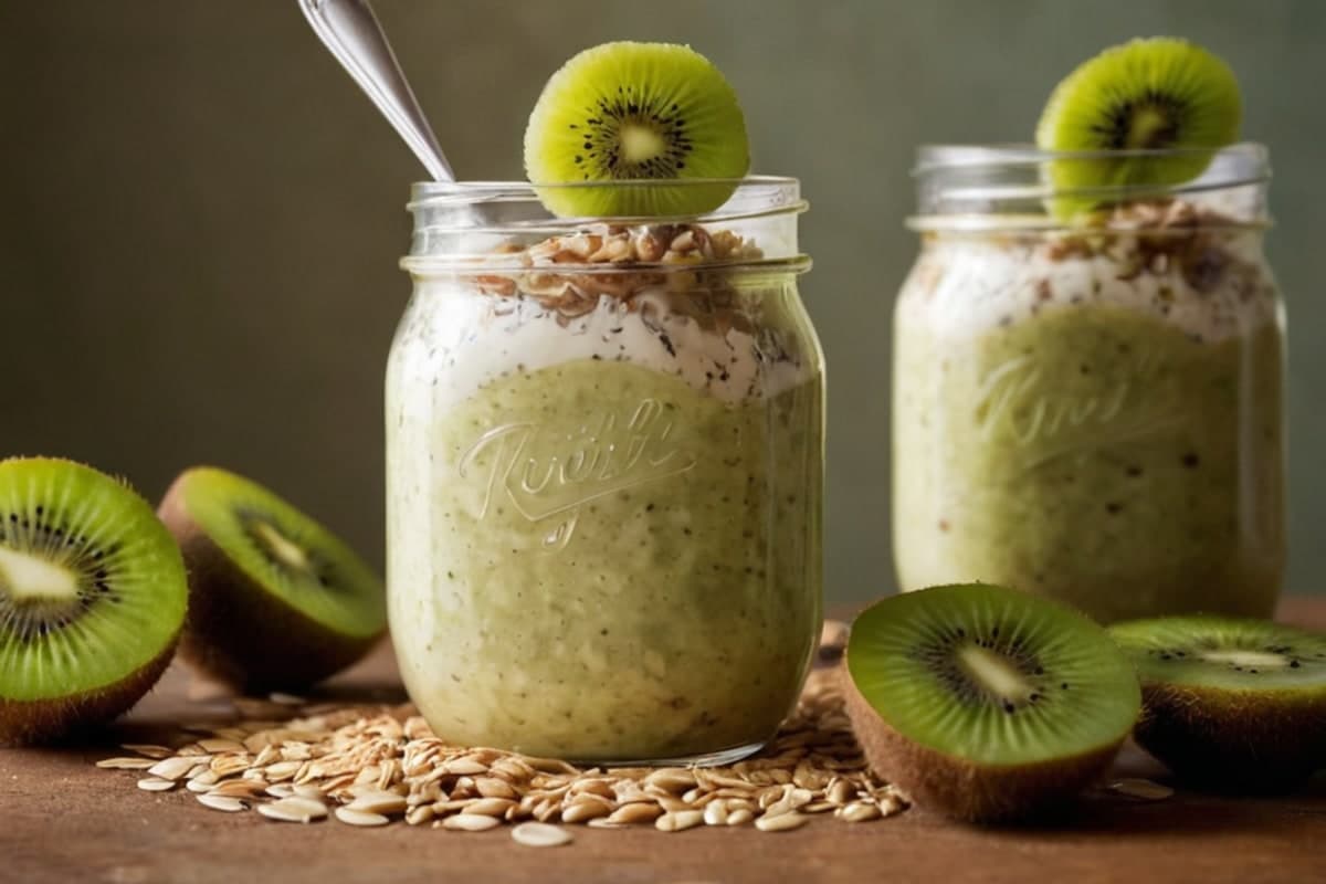 Overnight Blended Oat Jars with Kiwi & Flax (Gut-Boosting)