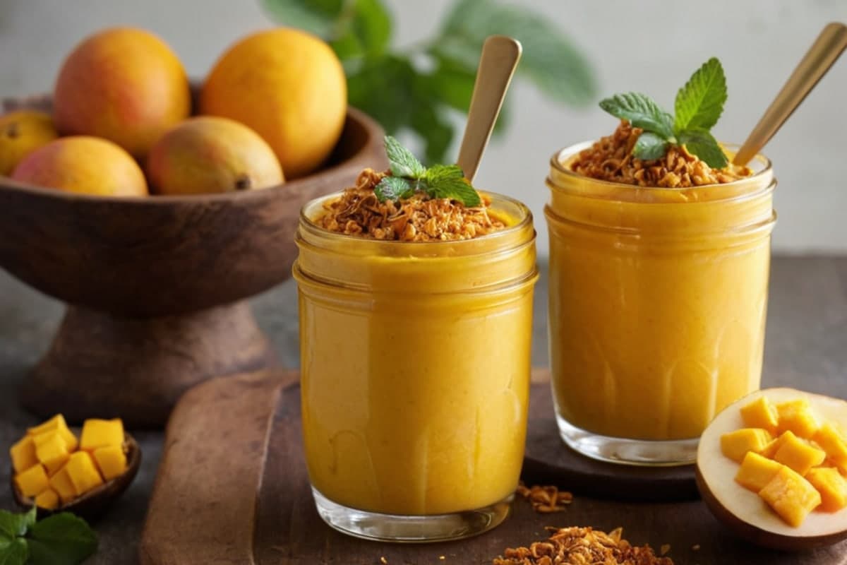 Layered Mango Turmeric Smoothie Jars for Busy Mornings