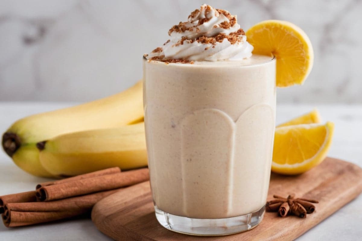 High Protein Vanilla Cinnamon Roll Smoothie with Psyllium & Greek Yogurt