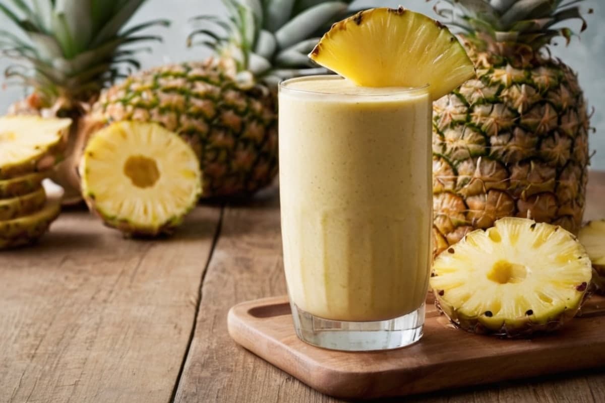 Debloat Pineapple Ginger Smoothie with Digestive Enzymes