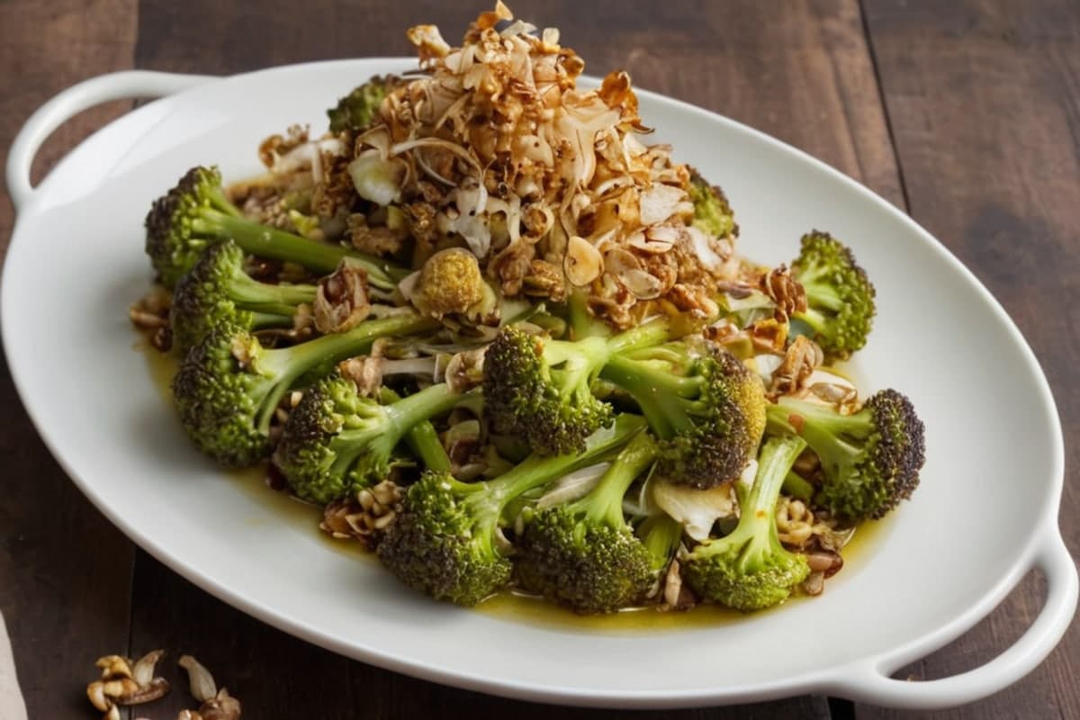 Roasted Romanesco with Lemon-Garlic Oil & Crispy Shallots
