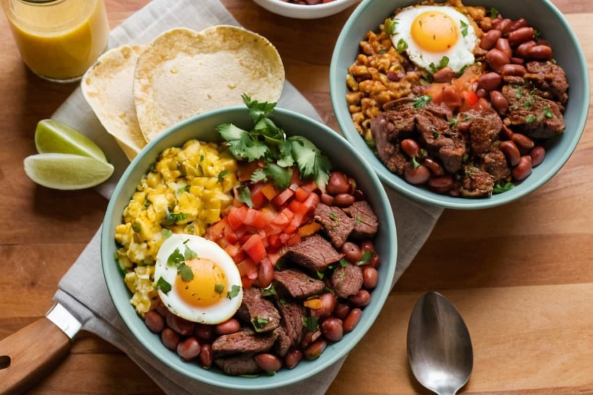 Mexican Breakfast Bowl Meal Prep with Chorizo, Beans & Eggs