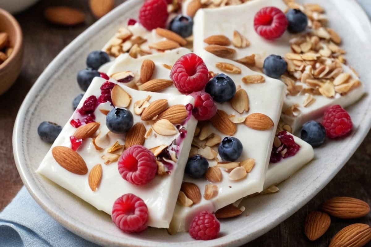 Coconut Yogurt Bark with Berries & Toasted Almonds