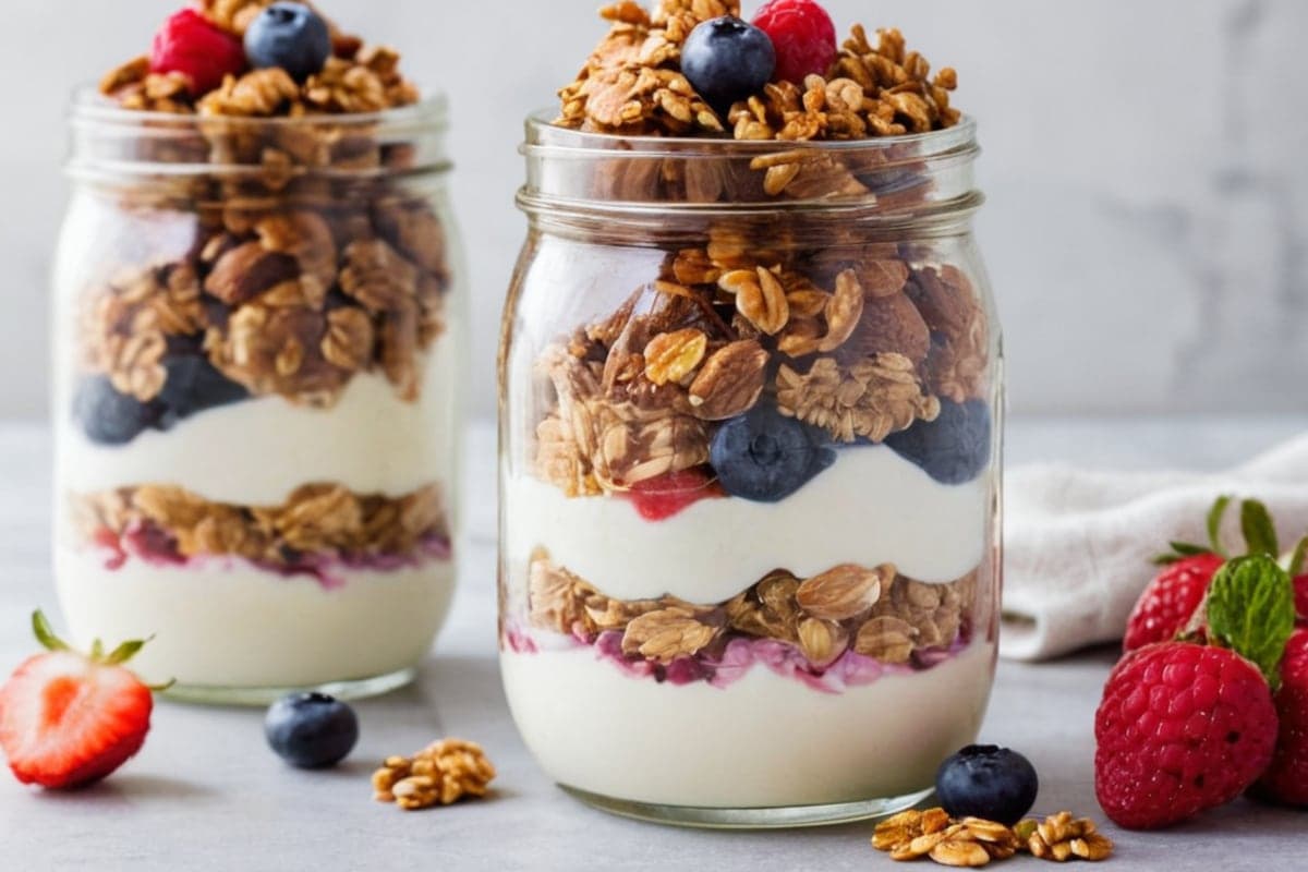 5-Day Mason Jar Yogurt Parfaits with Homemade Granola