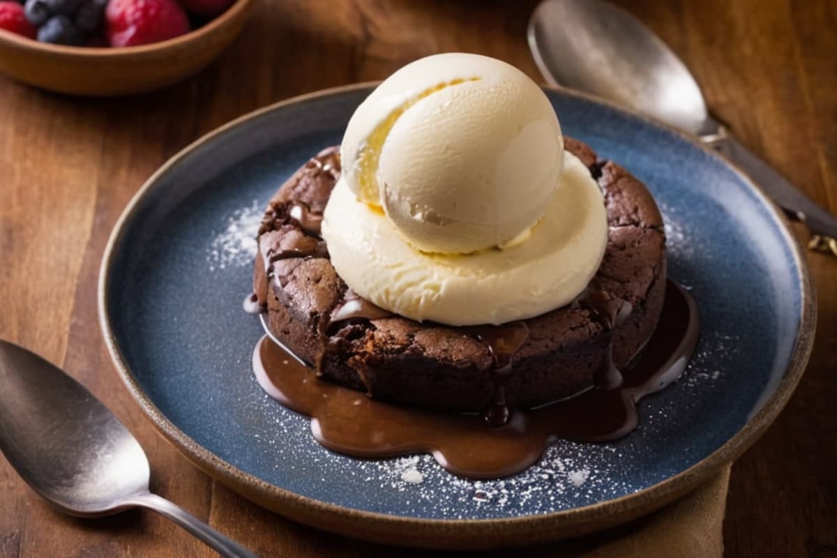 Warm Brownie Skillet with Vanilla Ice Cream (Shareable Dessert-for-Dinner)