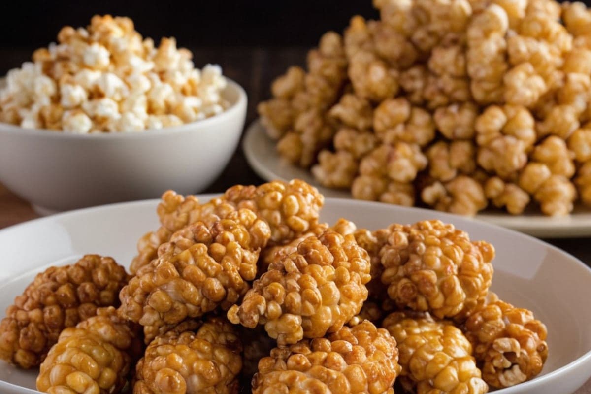 Stovetop Caramel Popcorn Chicken Over Buttered Kettle Corn