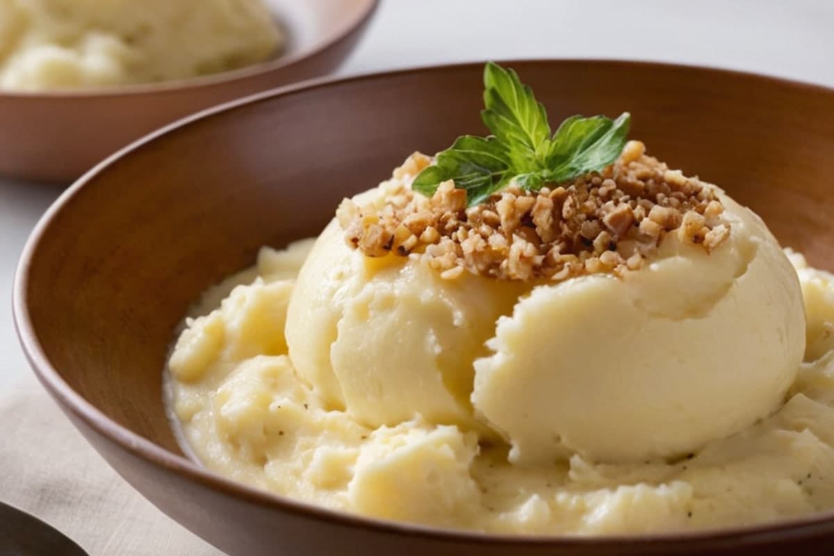 Soft Mashed Potato Bowl with Brown Butter & Soft-Scrambled Eggs