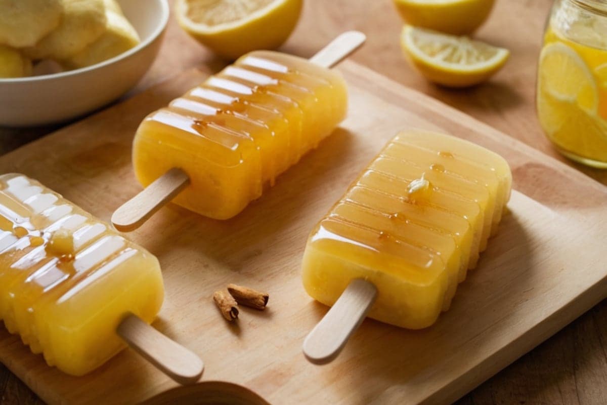 Homemade Honey-Lemon-Ginger Popsicles for Tender Tonsils