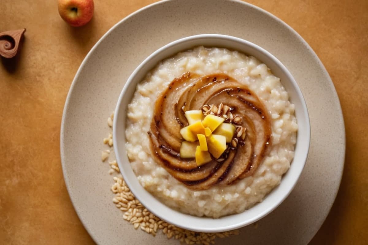 Gentle BRAT-Diet Rice Porridge with Warm Applesauce Swirl