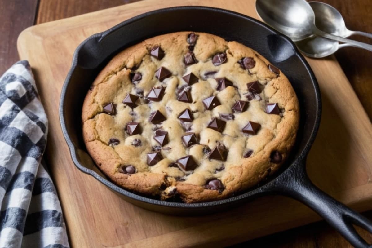 Cast Iron Skillet Chocolate Chip Cookie for Two Spoons